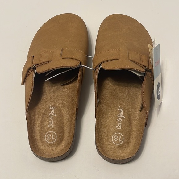 Little Girl’s Size 13 Cognac Brown Slip On Closed Toe Footbed Clogs - Picture 3 of 7